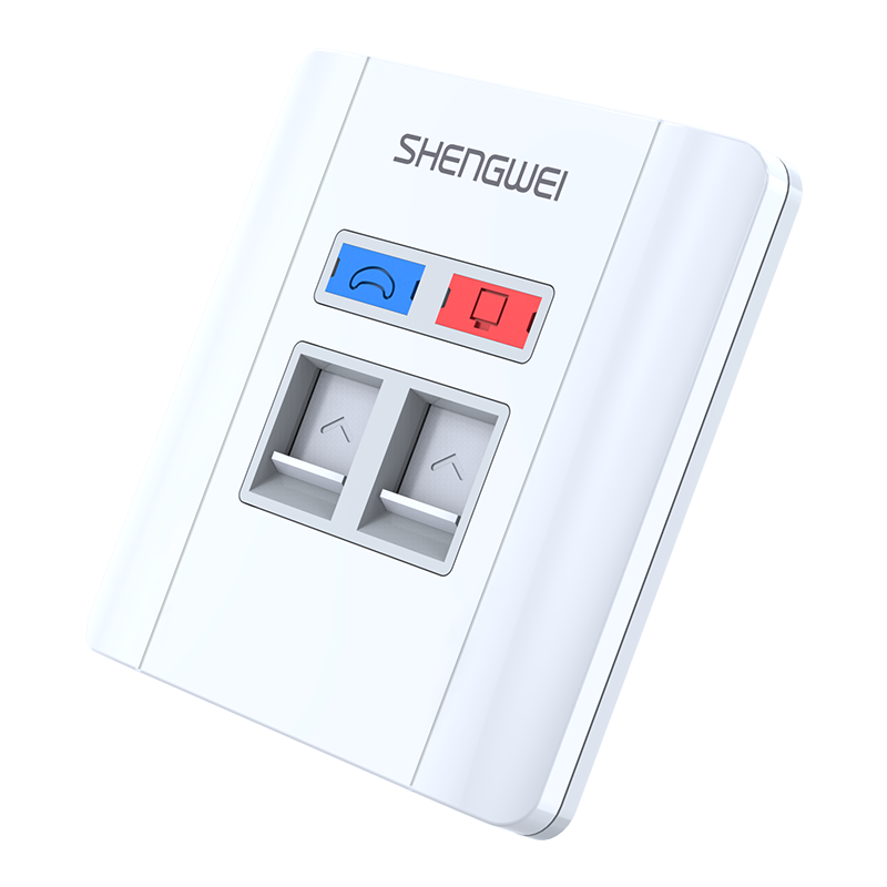 CSIP302H 工程級語音信息面板雙口 二位網線插座通用86型網絡面板電腦網絡插座信息電話模塊 