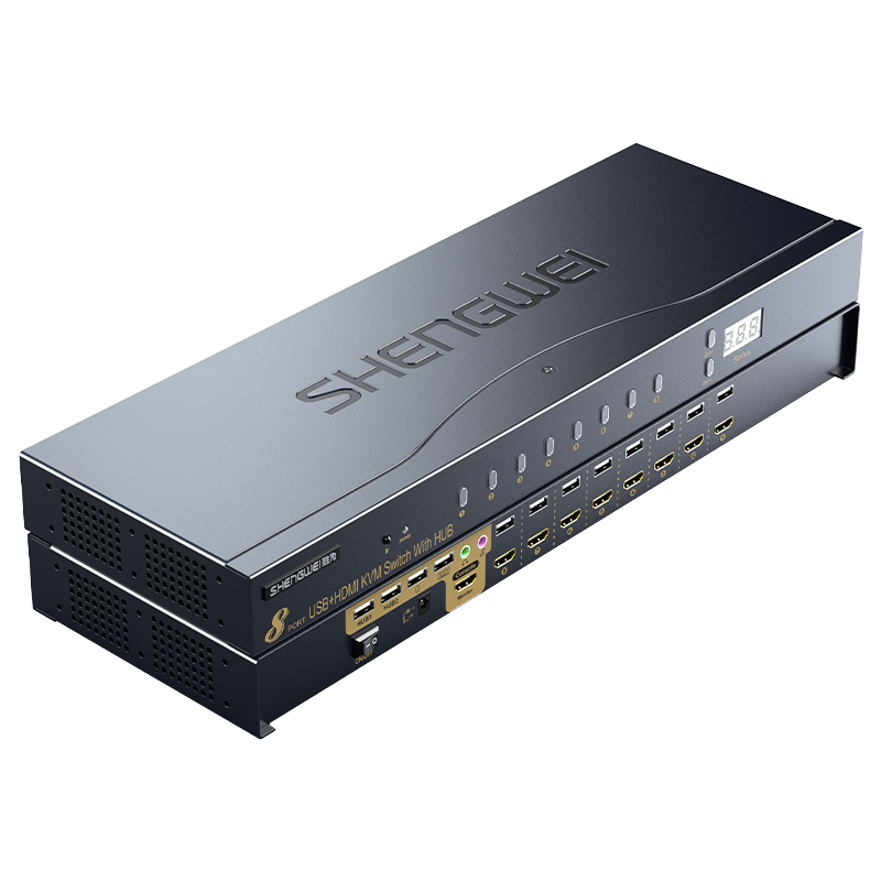 KS-7081H KVM switch 8-port 8-in 1-out HDMI converter USB HD video computer keyboard and mouse sharer wiring rack type with audio microphone