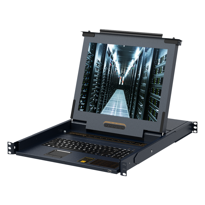 KS-2708CIA KVM切換器8口 帶17英寸LCD顯示器配VGA接口支持IP遠程 不帶模塊 8進1出轉換器 
