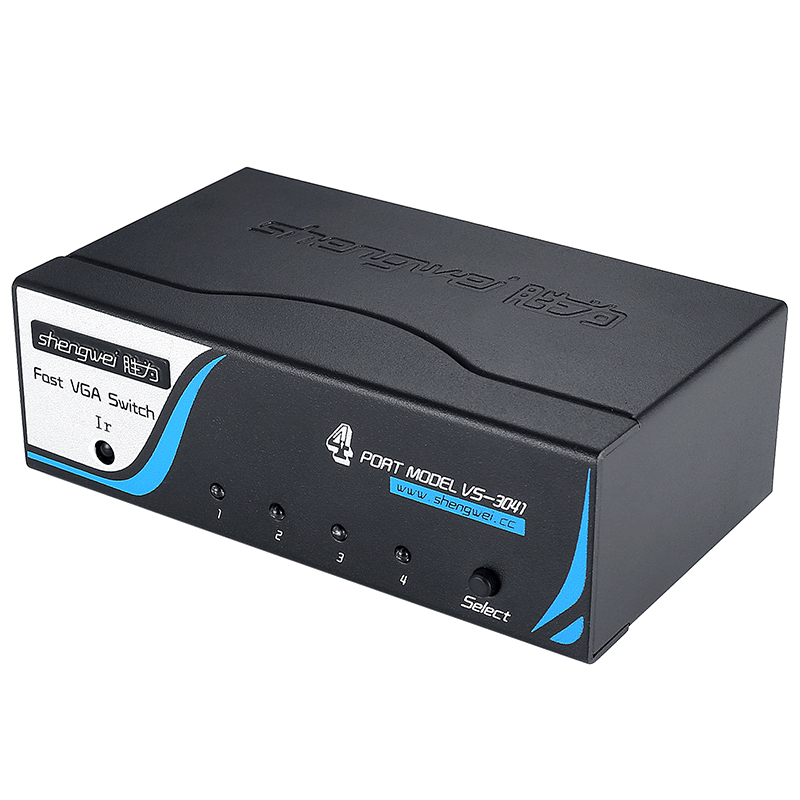 VS-3041 VGA雙向切換器四進一出 電腦屏幕顯示器音視頻轉換器 遙控切換配電源線 